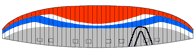 Parapente Joint - Vôo duplo - Vermelho, azul e cinza